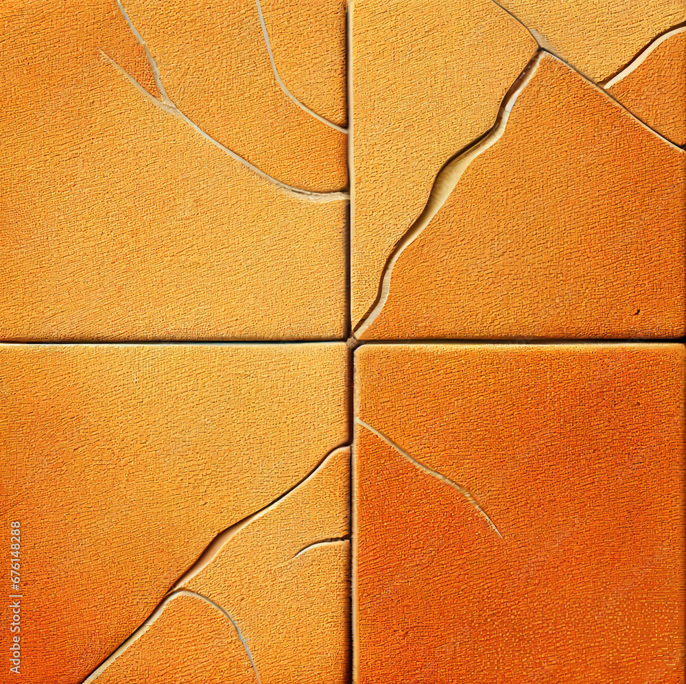 Fototapeta premium Orange and red stone tile floor or wall pattern for kitchen or bathroom