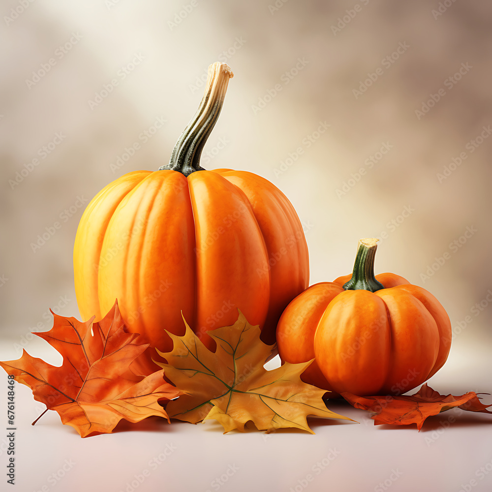 Orange pumpkins and fall leaves Generative AI
Orange pumpkins and fall leaves Generative AI