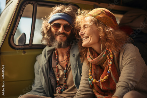 Hippie, philosophy lifestyle subculture, 1960s , freedom, love pocifism, spiritual community, Make love, not war, travel, hippy happiness joy fun, rebellious youth Eastern philosophy, hitchhiking. © Alla