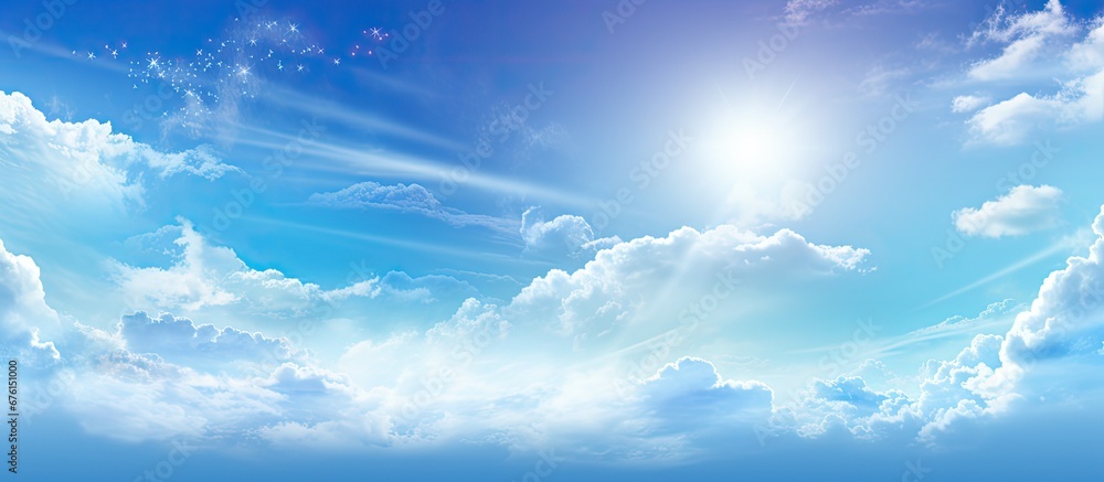 In the summer sky the vibrant blue blends with the light of the sun creating a stunning backdrop for a nature inspired poster featuring a spring landscape the paper background adds a touch In the summer sky the vibrant blue blends with the light of the sun creating a stunning backdrop for a nature inspired poster featuring a spring landscape the paper background adds a touch