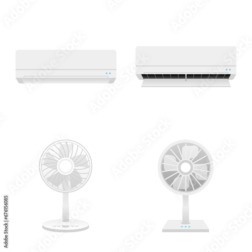 いろいろな家電のセット_エアコン,扇風機