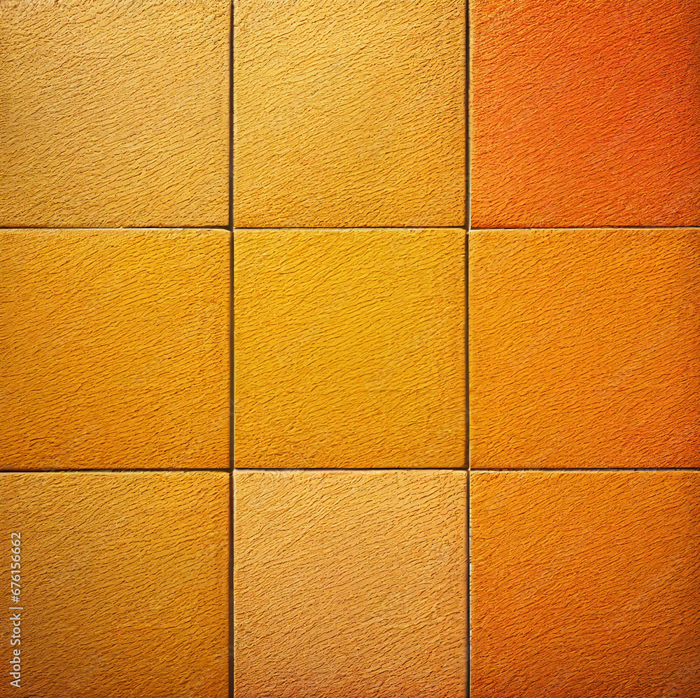 Fototapeta premium Orange and red stone tile floor or wall pattern for kitchen or bathroom
