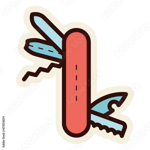swiss army knife sticker illustration
