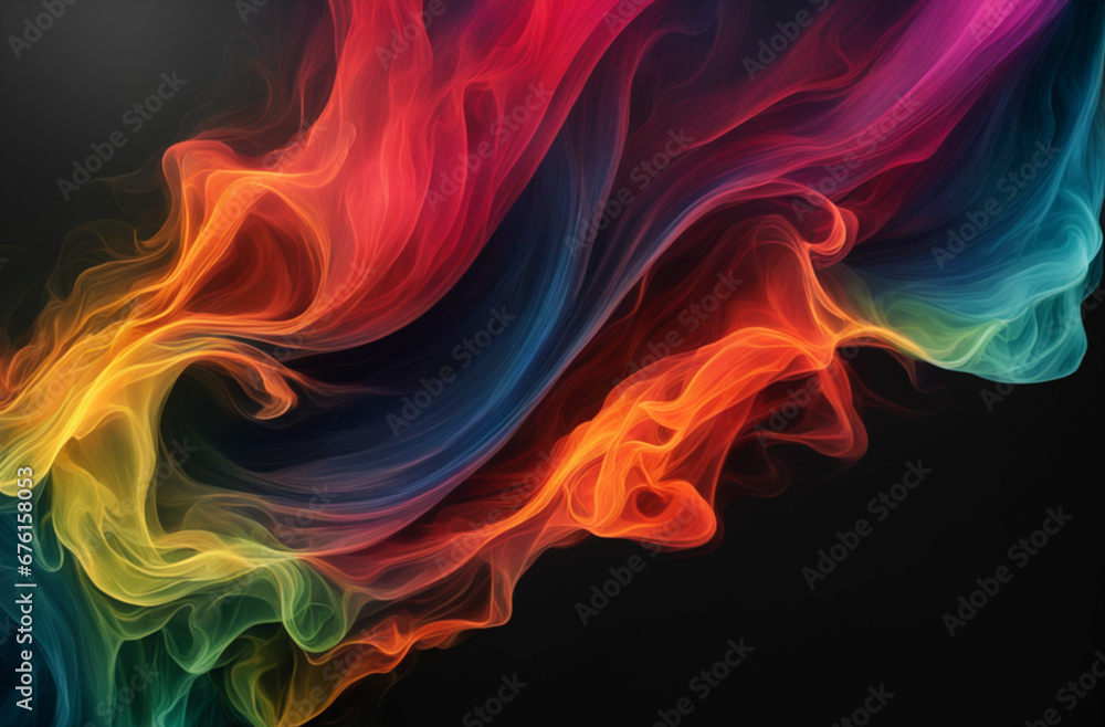 Colorful paint splashes on a black background. Abstract background, space for text. Generative AI Colorful paint splashes on a black background. Abstract background, space for text. Generative AI