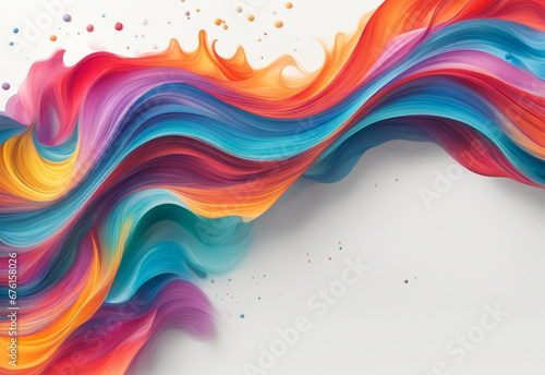 Colorful paint splashes on a white background. Abstract background, space for text. Generative AI