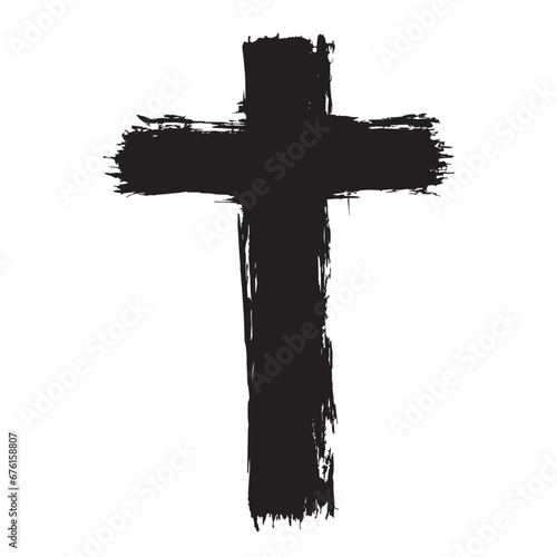 Cross icon brush stroke  grunge abstract  illustration  vector