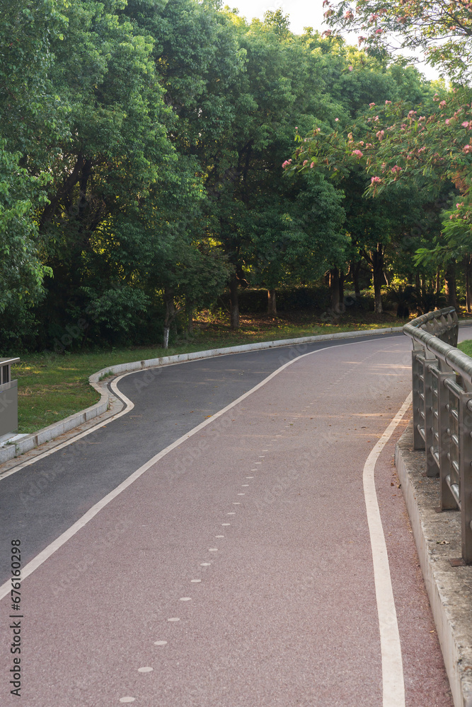 New pathway and beautiful trees track for running or walking and cycling relax in the park New pathway and beautiful trees track for running or walking and cycling relax in the park