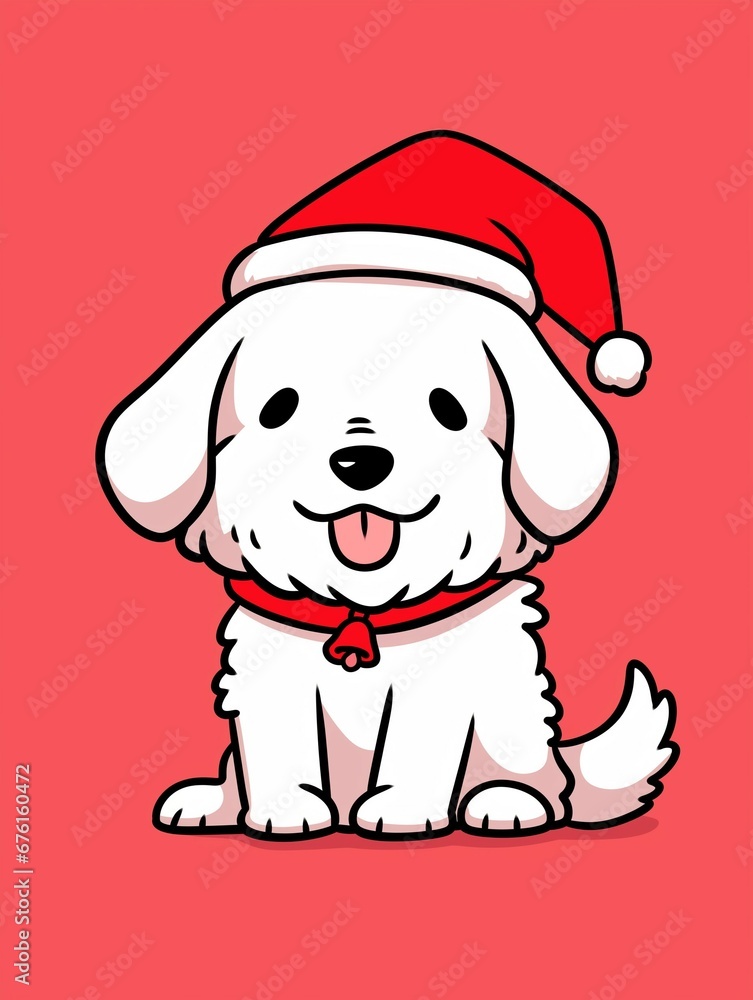 christmas dog with santa hat