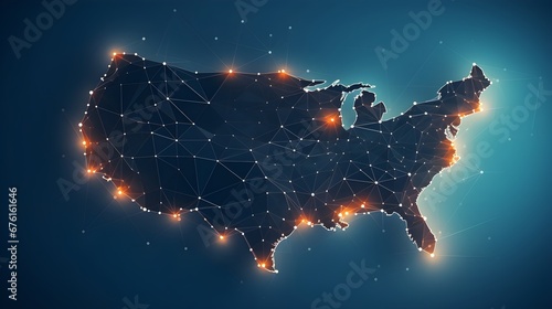 Map of the United States - New Age Business Technology.  Generated with AI.