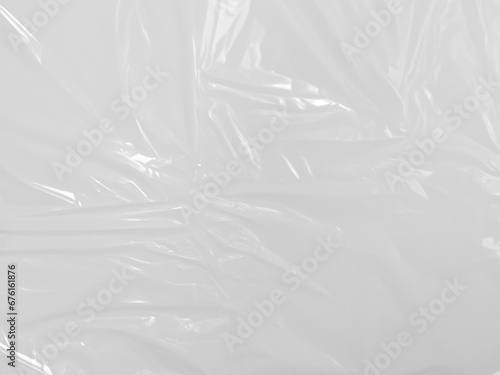 white crumpled plastic texture background.