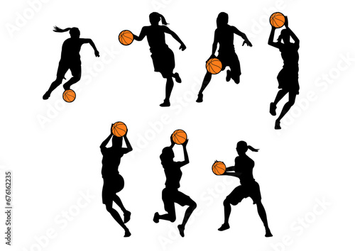 basketball girls silhouette