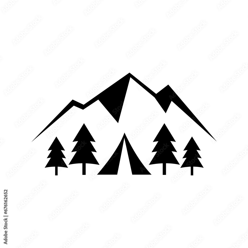 Fototapeta premium logo design vector abstract simple modern logo icon mountain pine trees mountains outdoors