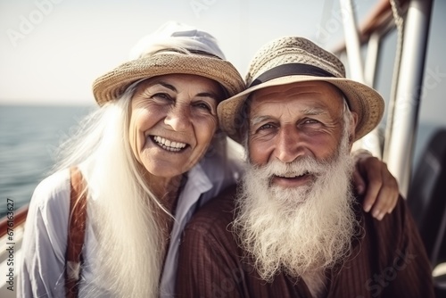 Senior couple travelling. Generative AI © lanych