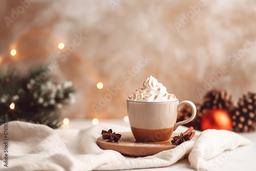 Hot chocolate mug. Generative AI photo