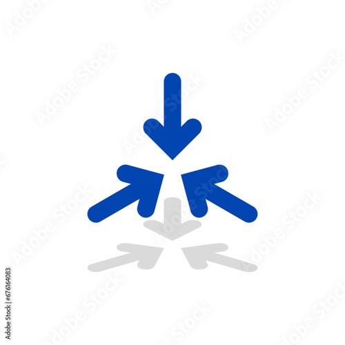 Triple collide arrows icon. Icon for web site. Vector illustration.