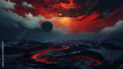 Wallpaper Mural Painting poster web page PPT background of surreal landscape and rotating storm sky Torontodigital.ca