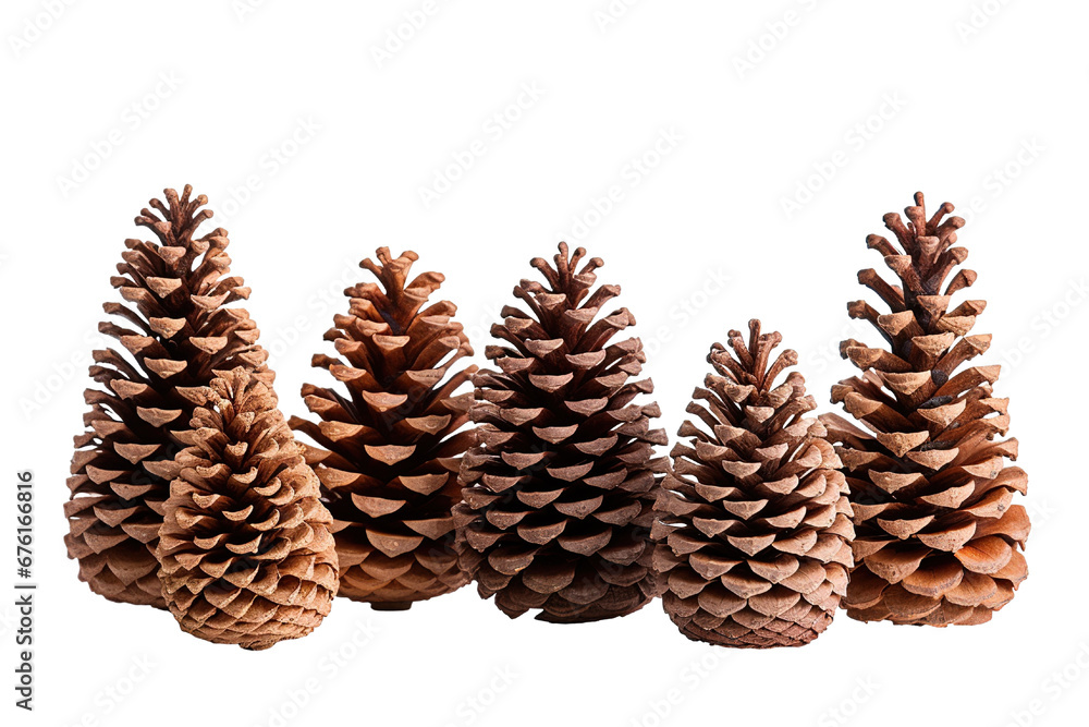 Cones and Christmas tree isolated on white background PNG