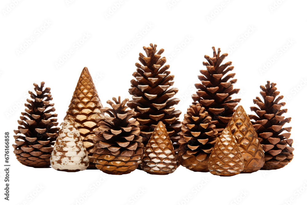 Cones and Christmas tree isolated on white background PNG Cones and Christmas tree isolated on white background PNG