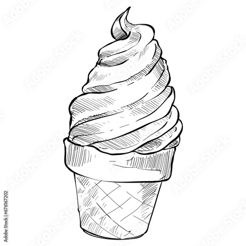 ice cream cone handdrawn illustration