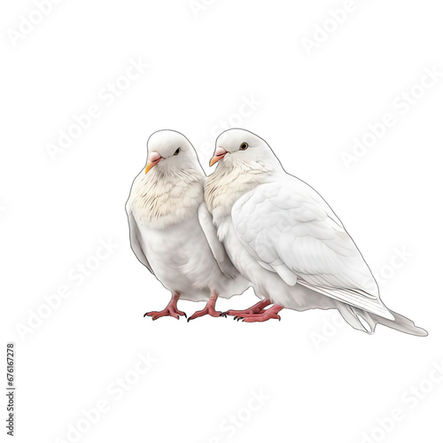 Couple of wedding doves isolated on white background