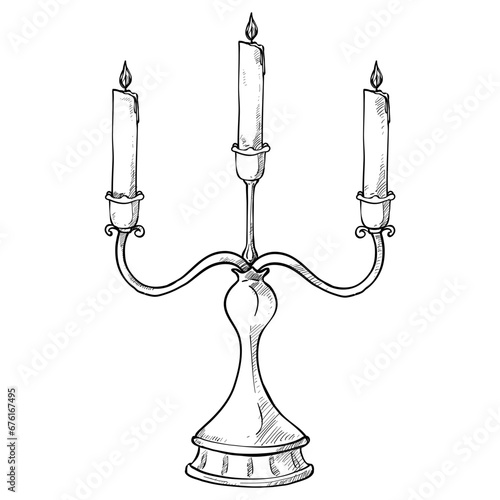candle holder handdrawn illustration