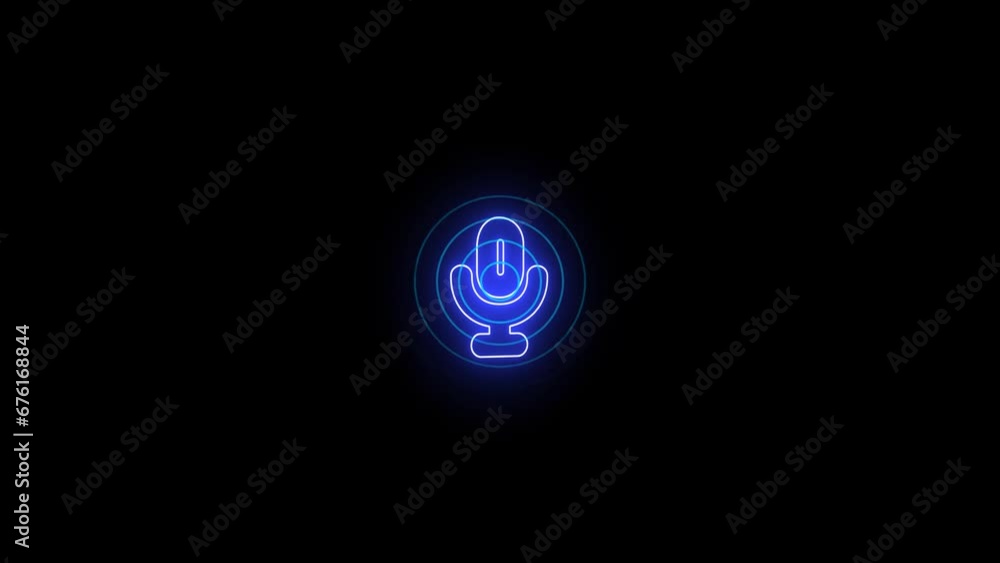 Digital technology 3D voice recorded icon with radio signal animation on black background Digital technology 3D voice recorded icon with radio signal animation on black background