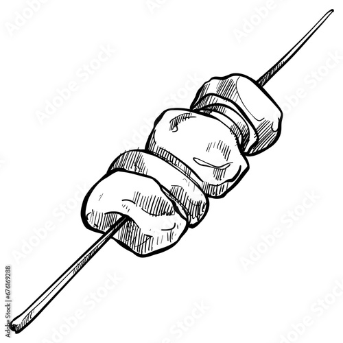 bbq satay handdrawn illustration