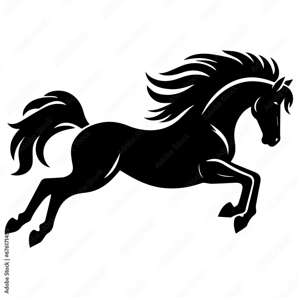 Horse Run Vector silhouette illustration black color, A Horse Running vector