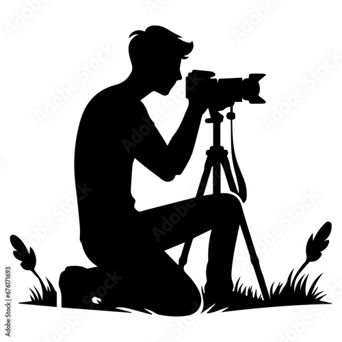 Photographer vector silhouette illustration black color