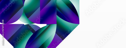 Serene gradient template. Circles and triangles mingle in minimalist perfection. Gentle fusion of forms and hues creates balanced yet captivating backdrop, embodying modern sophistication
