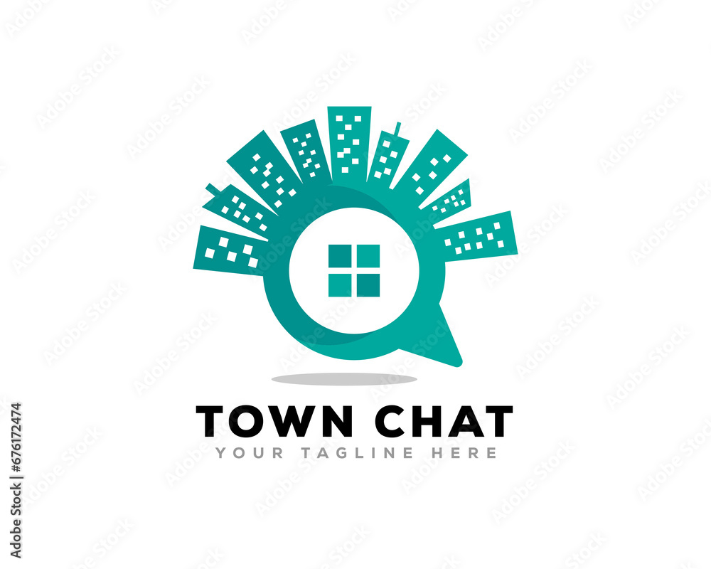 city town chat resident investment forum logo icon symbol design template illustration inspiration