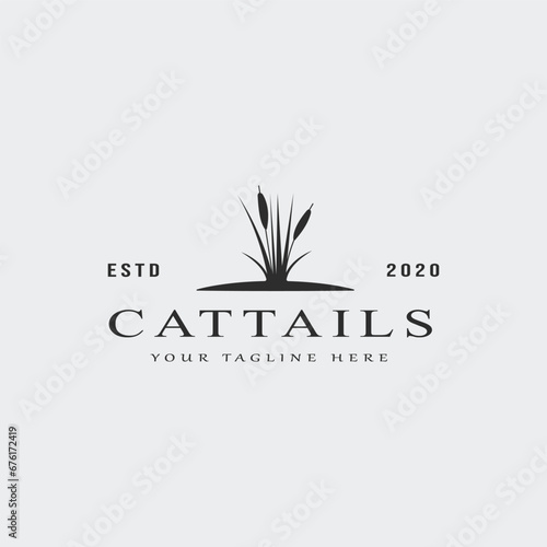 cattails vintage logo vector illustration template design