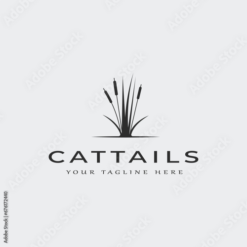 cattails vintage logo vector illustration template design