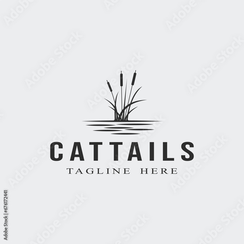 cattails vintage logo vector illustration template design