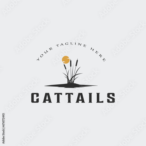 cattails vintage logo vector illustration template design