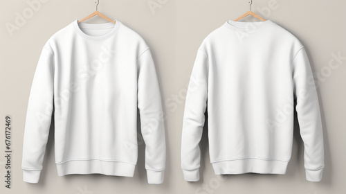 white sweatshirt mockup on a hanger, focusing on the front and back view photo