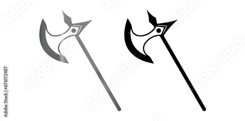 Medieval Battle Axes Icon, Drawing Style Vector Illustration.