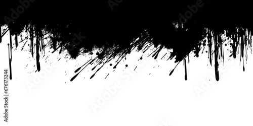 artistic texture of ink brush strokes  Isolated ink splashes and drops. Different handdrawn spray design  grunge splash