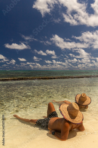 taking the Sun by the beach on small island, san andres colombia