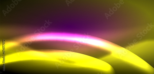 Dynamic waves in ethereal glow of neon lights. Concept merges fluidity of motion with vibrant allure of neon, crafting entrancing backdrop that embodies both vitality and futuristic sophistication
