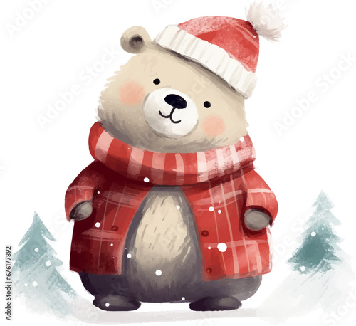 smiled christmas bear on a white background