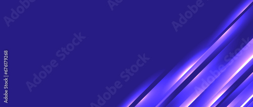 Glowing diagonal lines corner background. Blue neon gradient stripes wallpaper. Abstract motion effect light trails backdrop for banner, poster, leaflet, cover, booklet, brochure, flyer. Vector