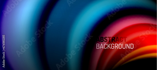 Rainbow color wave lines on black. Techno or business abstract background for posters, covers, banners, brochures, websites