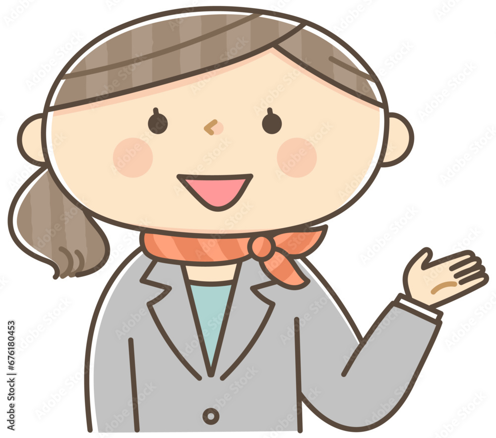 案内をする受付の女性 案内をする受付の女性