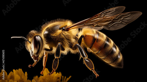 generative AI 3d shots of bees flying in search of flowers © alfan