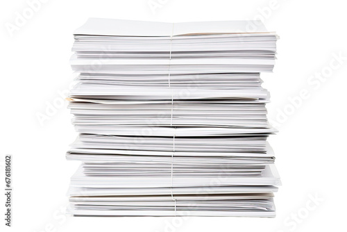 Close-up of papers stack isolated on a white background photo