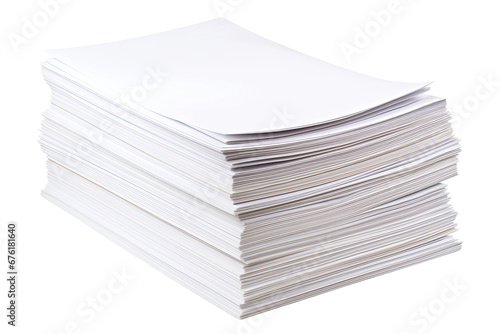 Close-up of papers stack isolated on a white background