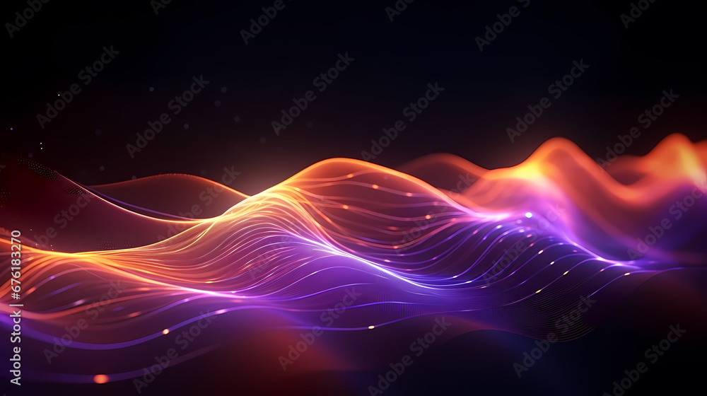 Obraz premium Digital abstract digital wave particles poster web page PPT background