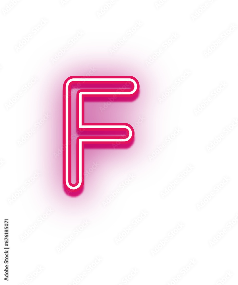 PINK neon light effect uppercase alphabet F PINK neon light effect uppercase alphabet F