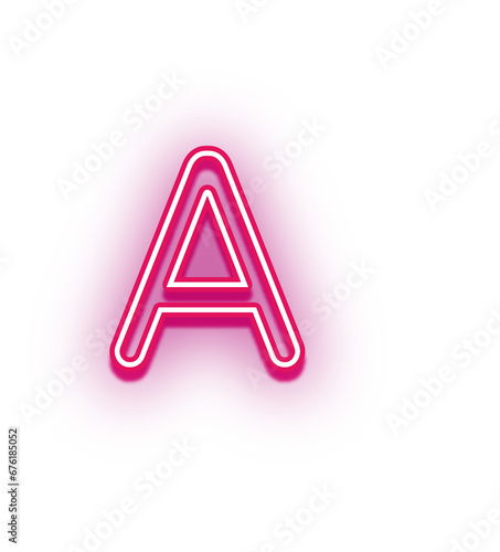 PINK neon light effect uppercase alphabet A